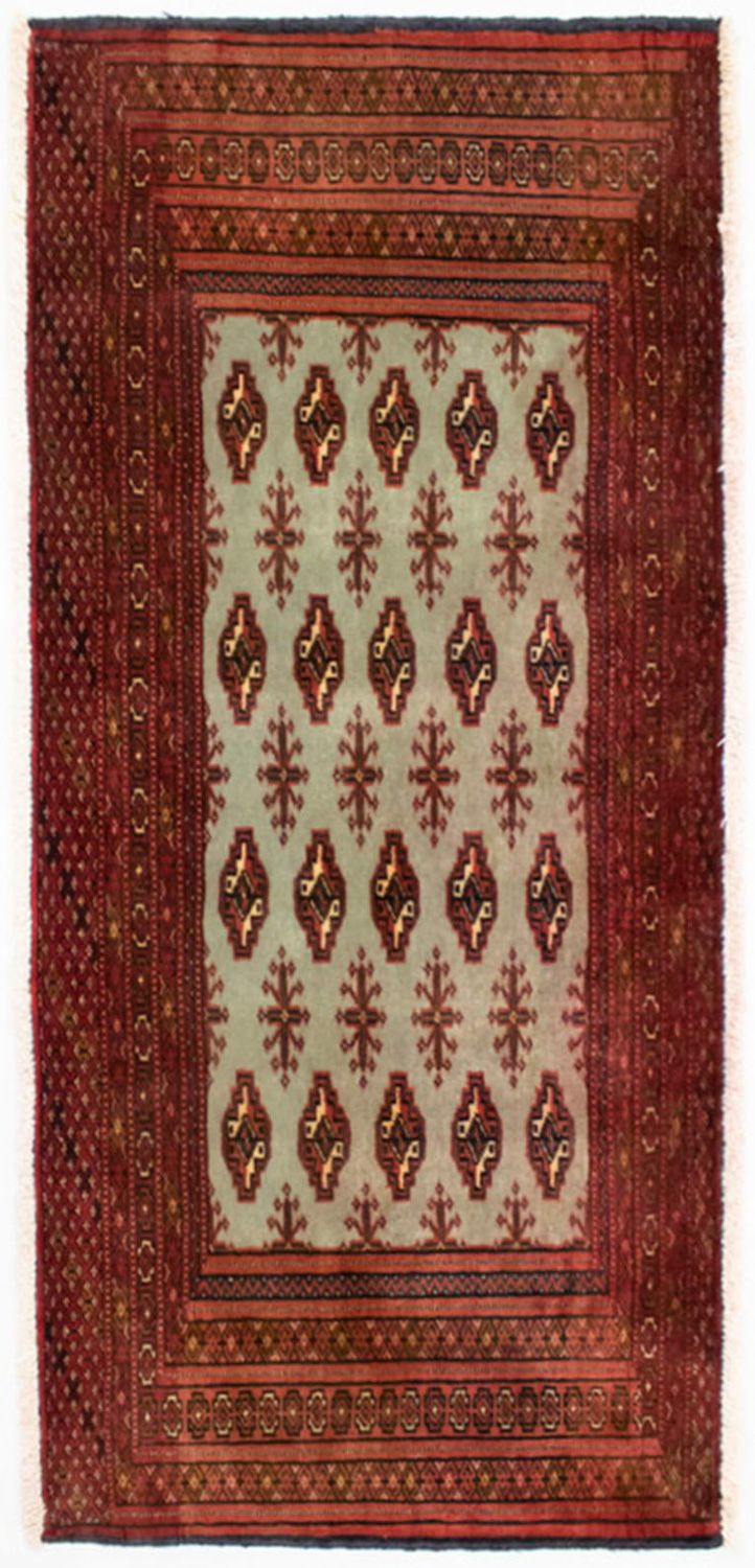 Loper Turkaman tapijt - 100 x 50 cm - rood