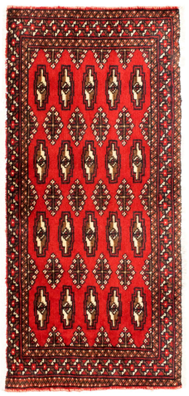 Loper Turkaman tapijt - 100 x 50 cm - rood