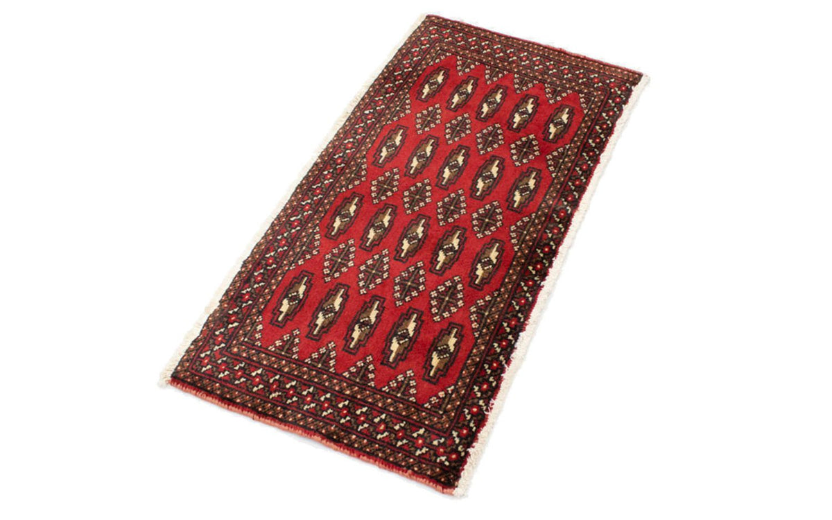 Loper Turkaman tapijt - 100 x 50 cm - rood