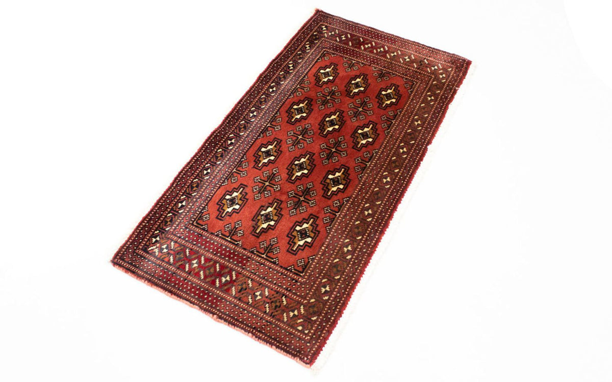 Loper Turkaman tapijt - 100 x 50 cm - rood