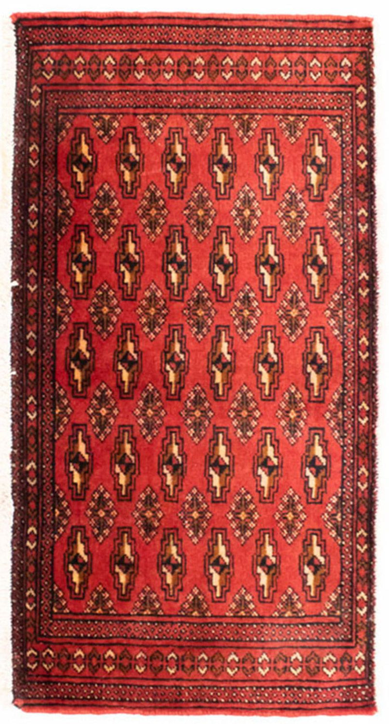 Loper Turkaman tapijt - 100 x 50 cm - rood