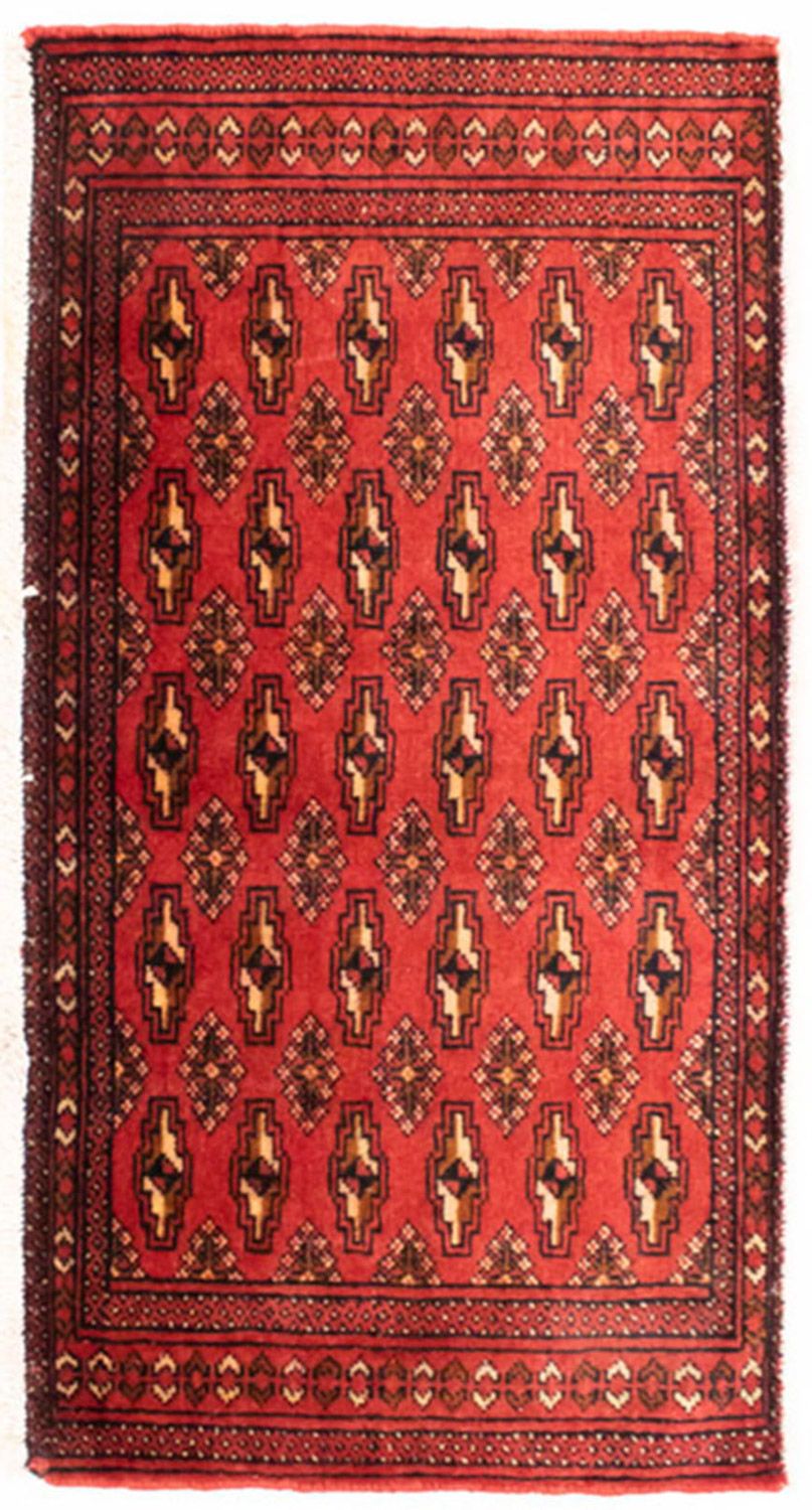 Loper Turkaman tapijt - 100 x 50 cm - rood