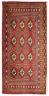 Turkaman tapijt 50x100cm - Perzisch tapijt - Loper / Rood / 50 x 100 cm Loper