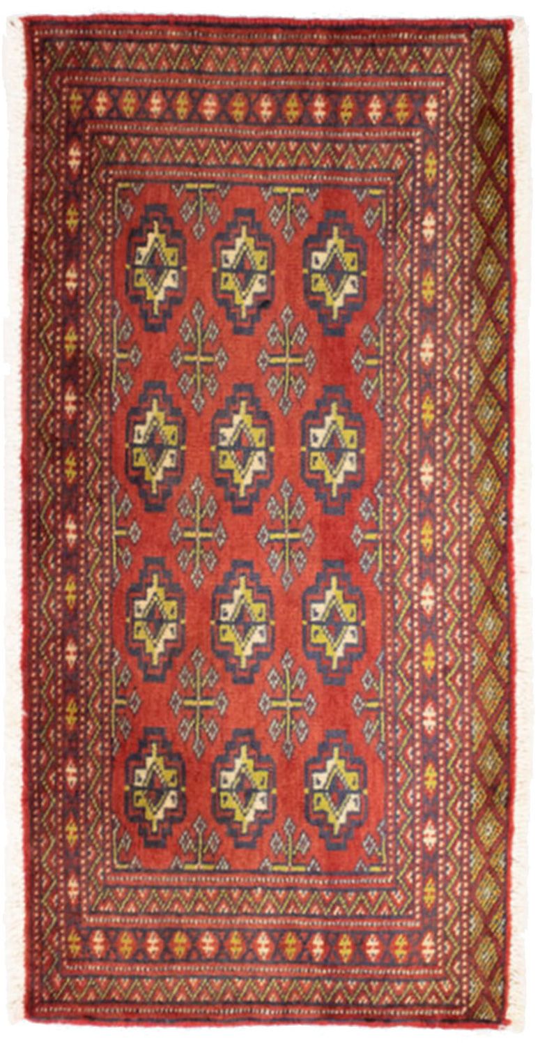 Loper Turkaman tapijt - 100 x 50 cm - rood