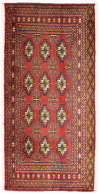 Loper Turkaman tapijt - 100 x 50 cm - rood