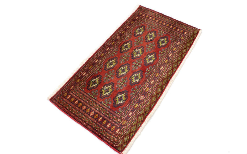 Loper Turkaman tapijt - 100 x 50 cm - rood