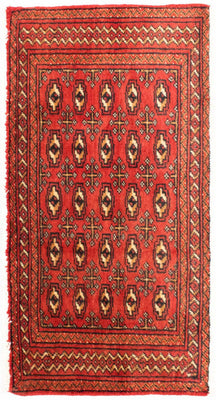 Loper Turkaman tapijt - 100 x 50 cm - rood