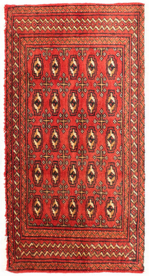 Loper Turkaman tapijt - 100 x 50 cm - rood