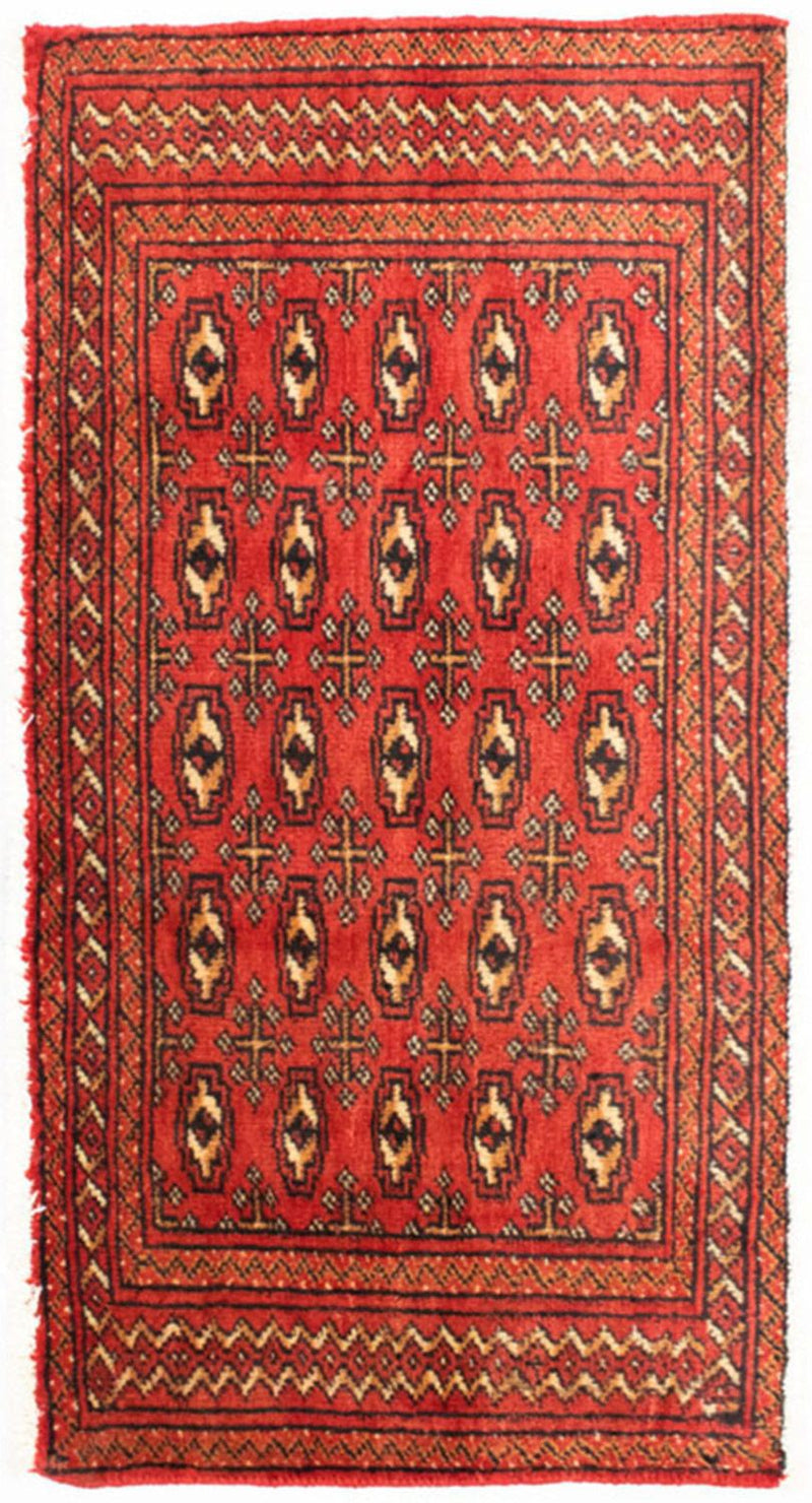 Loper Turkaman tapijt - 100 x 50 cm - rood