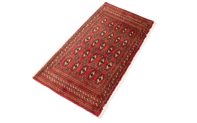 Loper Turkaman tapijt - 100 x 50 cm - rood