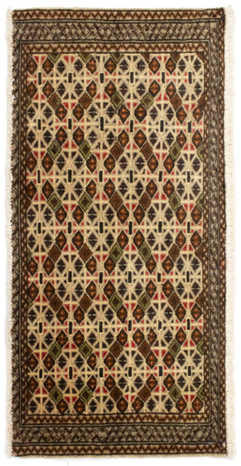 Loper Turkaman tapijt - 100 x 50 cm - beige