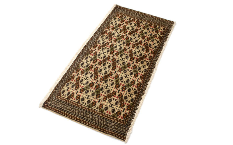 Loper Turkaman tapijt - 100 x 50 cm - beige