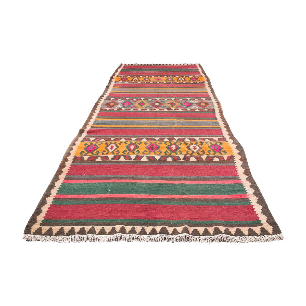 Loper Kelim tapijt - Oud - 400 x 142 cm - veelkleurig