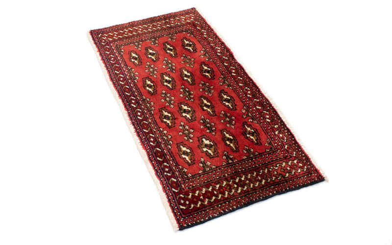 Loper Turkaman tapijt - 100 x 50 cm - rood