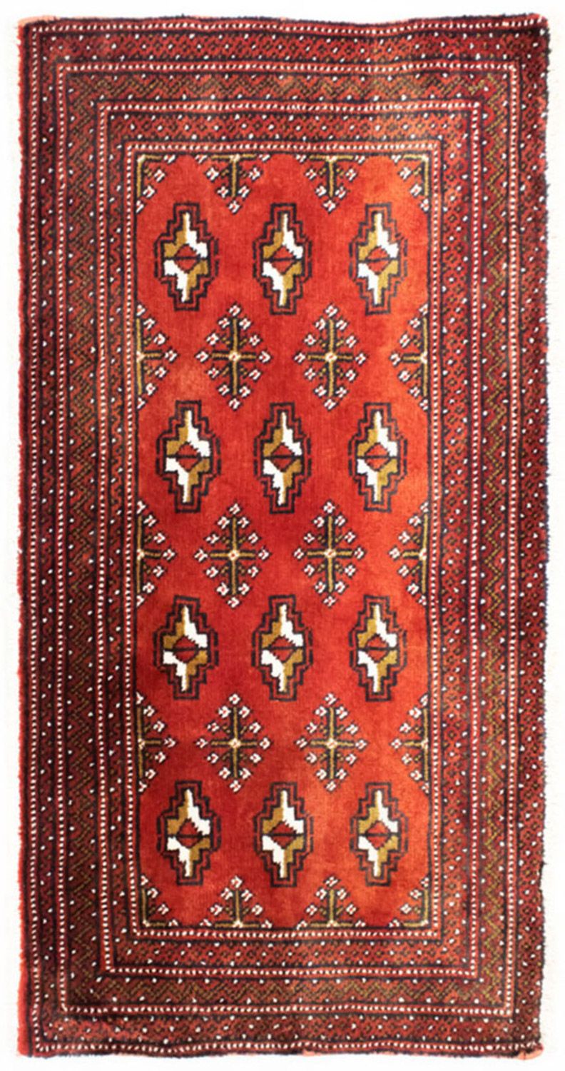 Loper Turkaman tapijt - 100 x 50 cm - rood