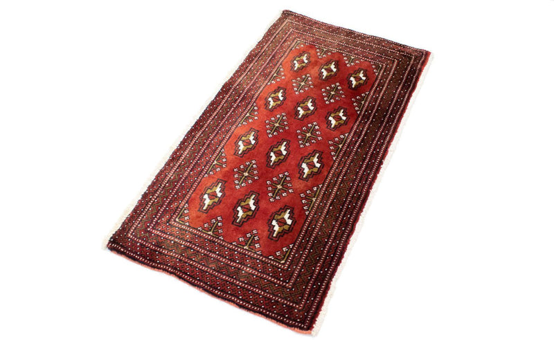 Loper Turkaman tapijt - 100 x 50 cm - rood