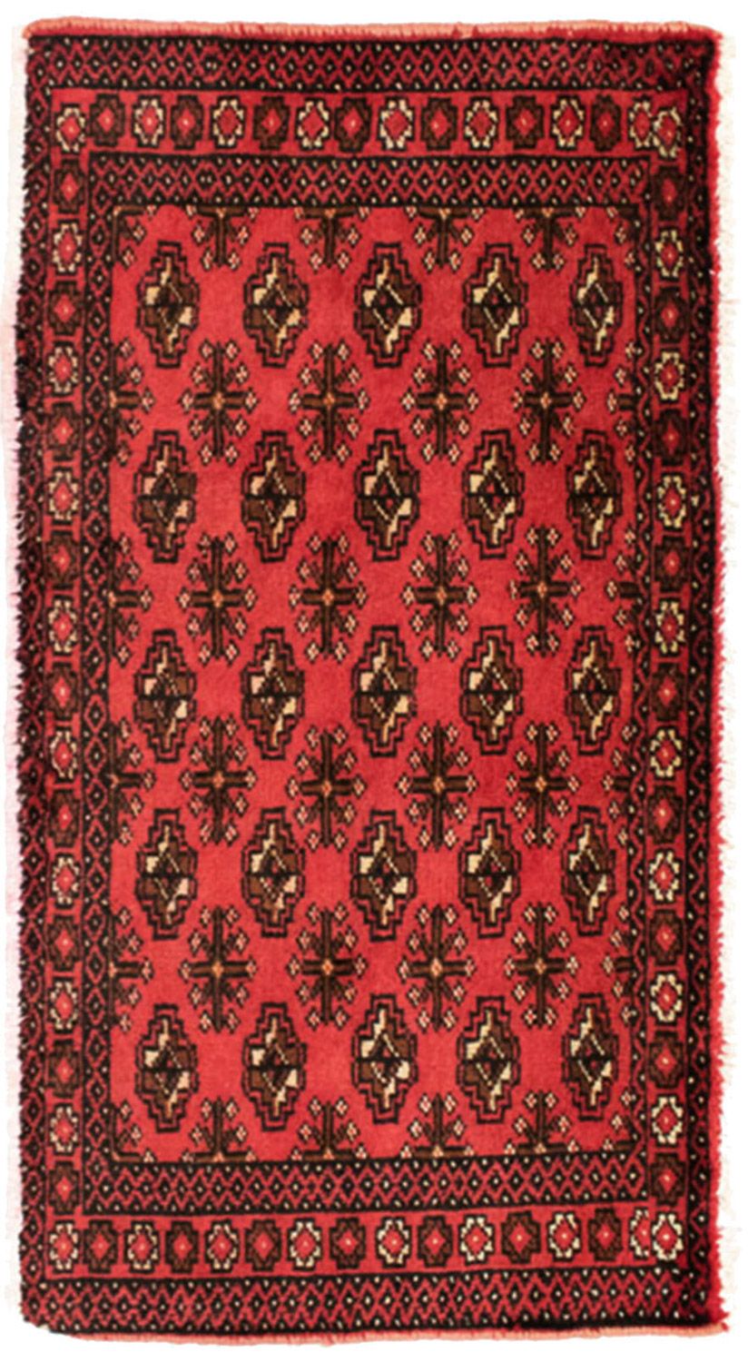 Loper Turkaman tapijt - 100 x 50 cm - rood