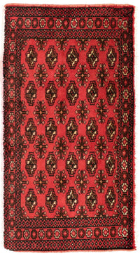 Loper Turkaman tapijt - 100 x 50 cm - rood