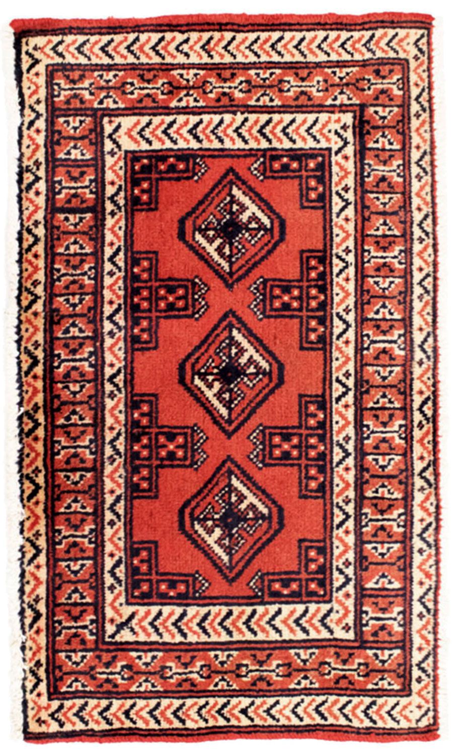 Loper Turkaman tapijt - 100 x 50 cm - rood