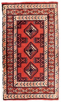 Loper Turkaman tapijt - 100 x 50 cm - rood