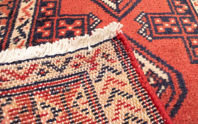 Loper Turkaman tapijt - 100 x 50 cm - rood