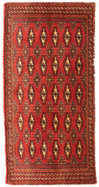 Loper Turkaman tapijt - 100 x 50 cm - rood
