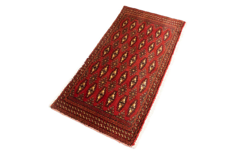 Loper Turkaman tapijt - 100 x 50 cm - rood