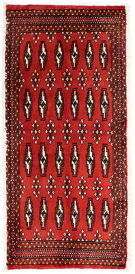 Loper Turkaman tapijt - 100 x 50 cm - rood