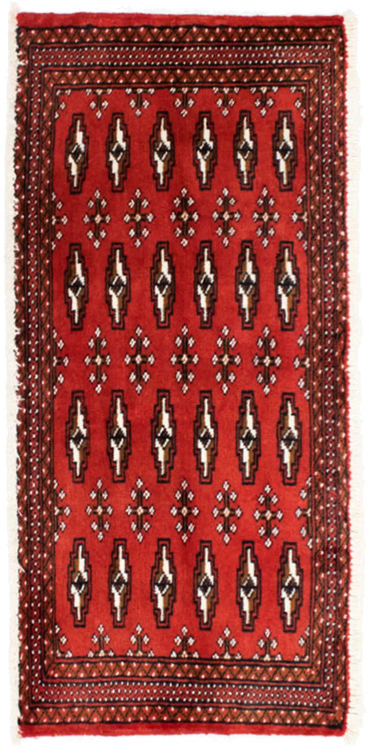 Loper Turkaman tapijt - 100 x 50 cm - rood