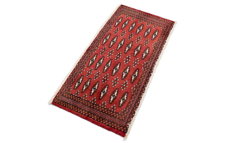 Loper Turkaman tapijt - 100 x 50 cm - rood