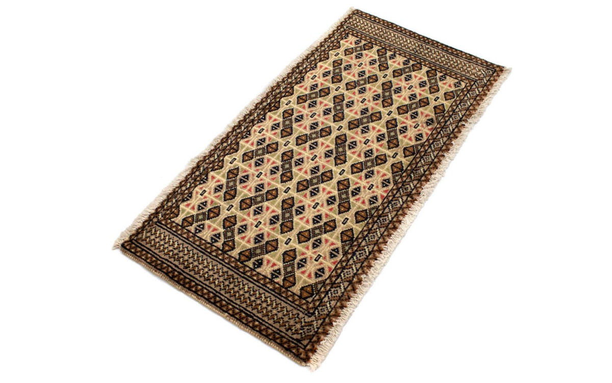 Loper Turkaman tapijt - 100 x 50 cm - beige