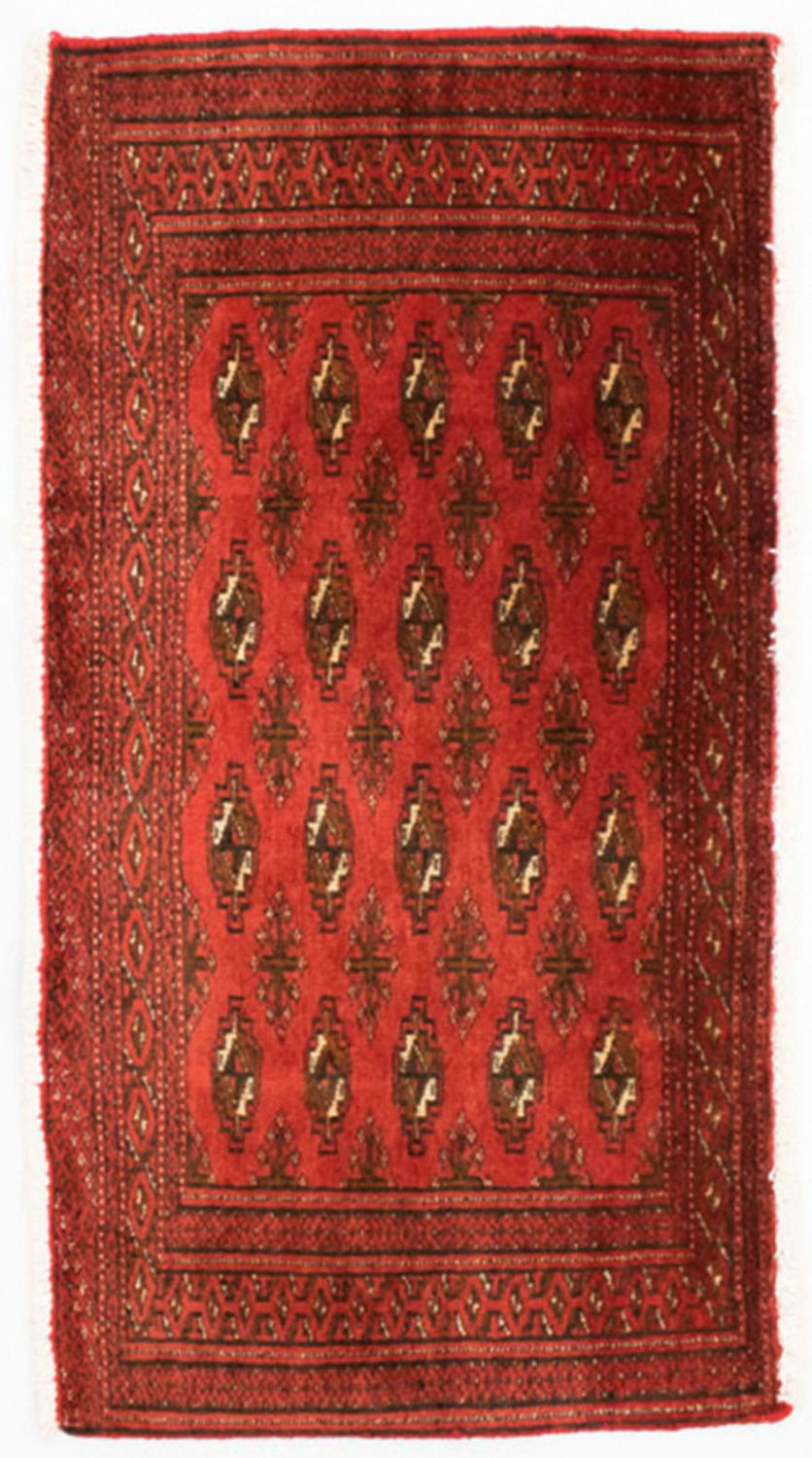 Loper Turkaman tapijt - 100 x 50 cm - rood