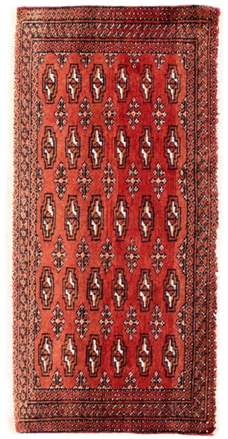 Loper Turkaman tapijt - 100 x 50 cm - rood