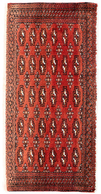 Loper Turkaman tapijt - 100 x 50 cm - rood