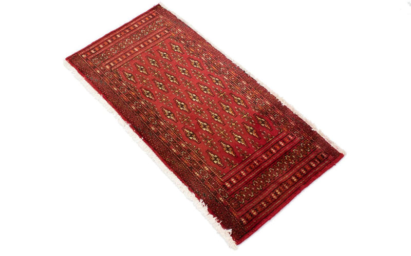 Loper Turkaman tapijt - 100 x 50 cm - rood