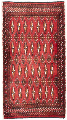 Loper Turkaman tapijt - 100 x 50 cm - rood