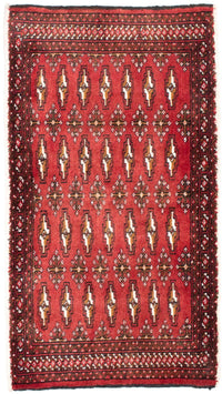 Loper Turkaman tapijt - 100 x 50 cm - rood