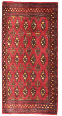 Loper Turkaman tapijt - 100 x 50 cm - rood