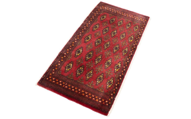 Loper Turkaman tapijt - 100 x 50 cm - rood