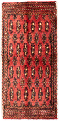 Loper Turkaman tapijt - 100 x 50 cm - rood