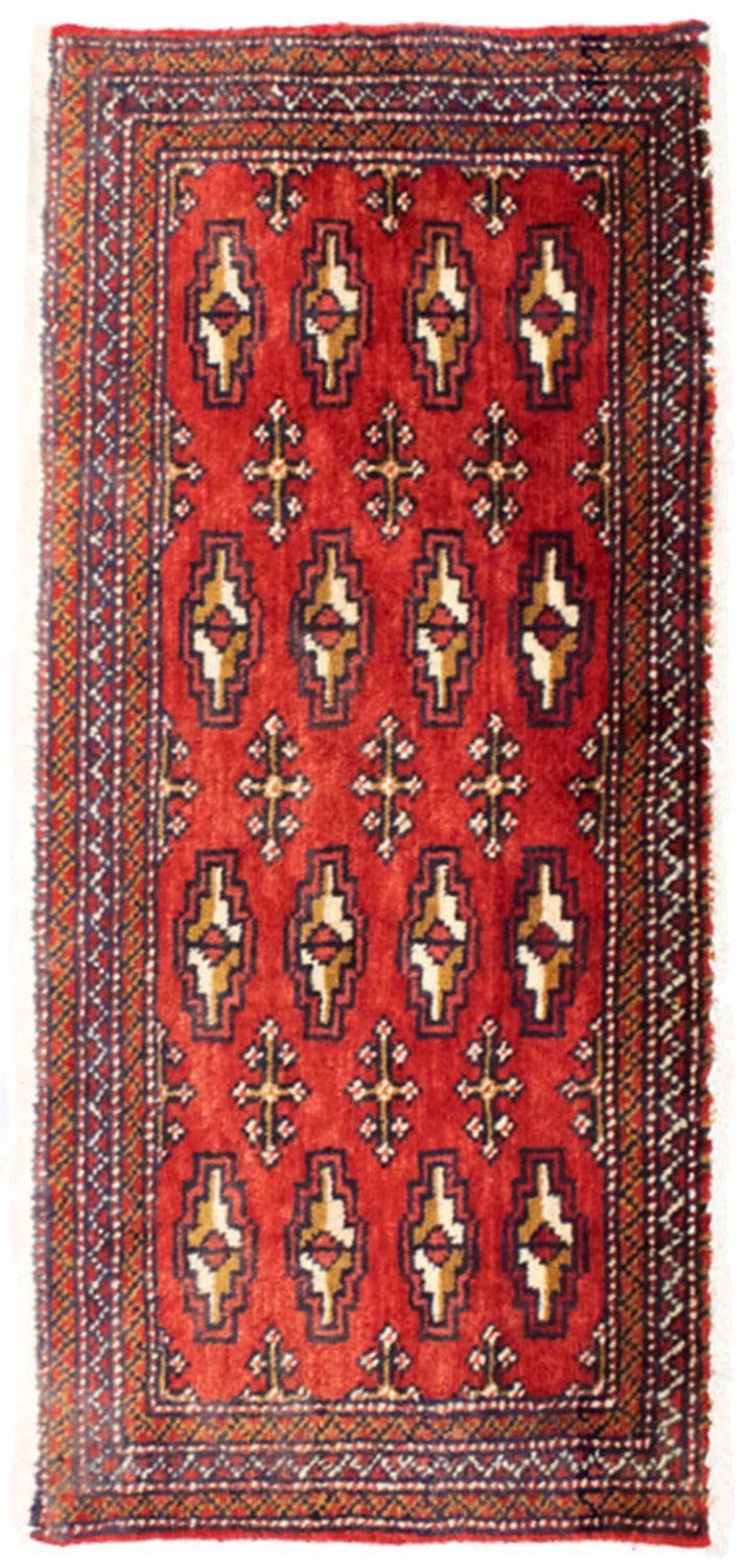Loper Turkaman tapijt - 100 x 50 cm - rood