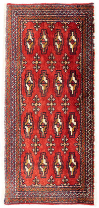 Loper Turkaman tapijt - 100 x 50 cm - rood
