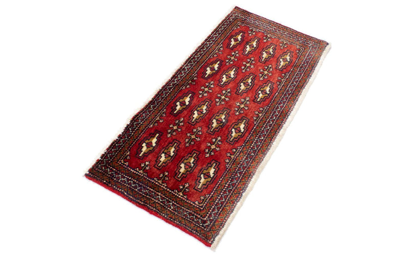 Loper Turkaman tapijt - 100 x 50 cm - rood