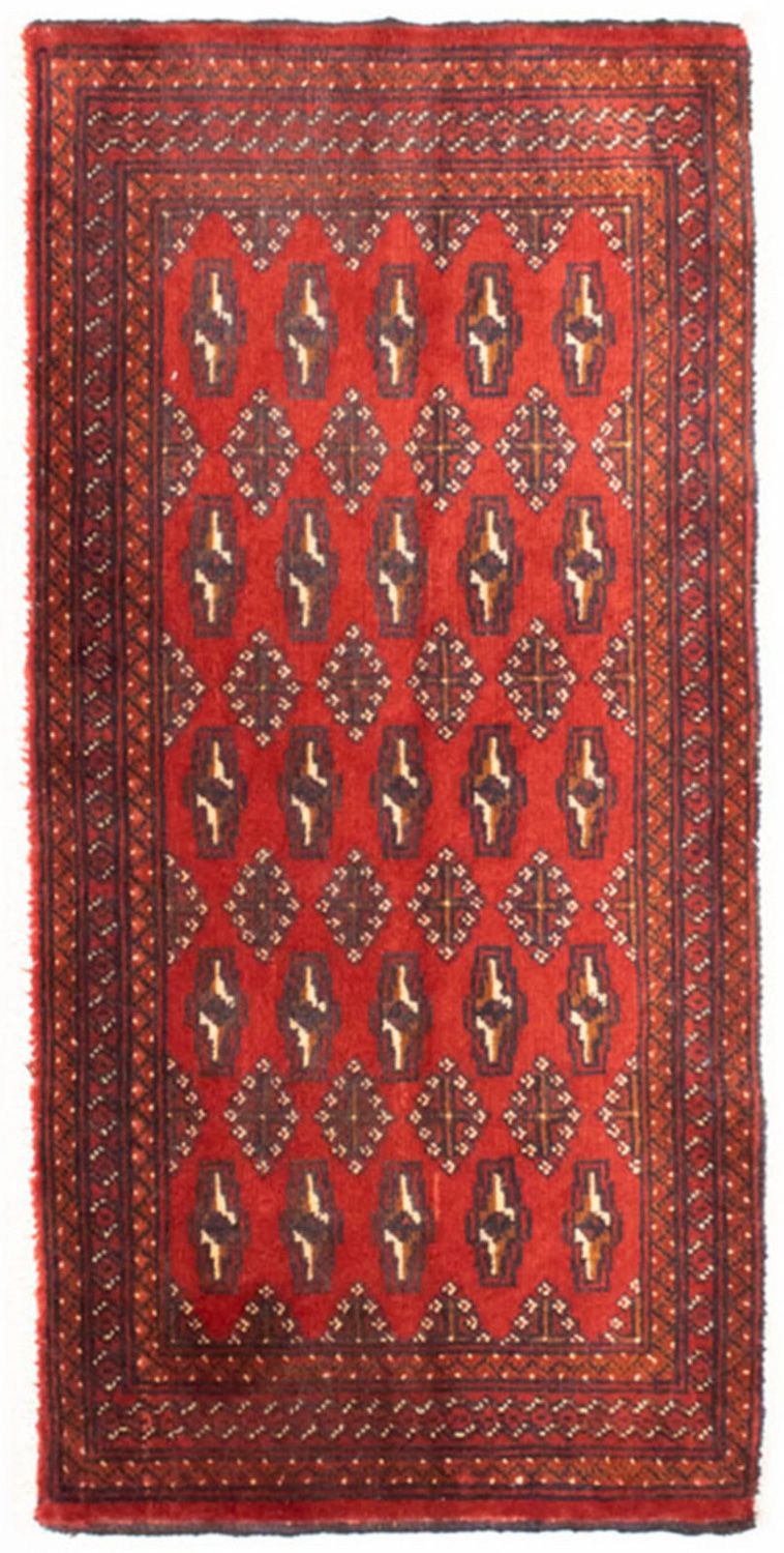 Loper Turkaman tapijt - 100 x 50 cm - rood