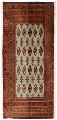 Loper Turkaman tapijt - 100 x 50 cm - rood