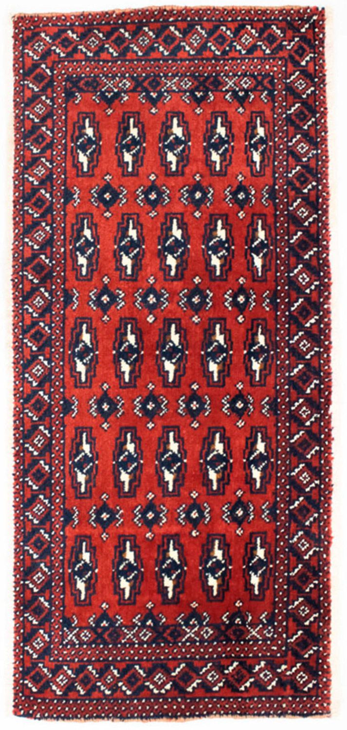 Loper Turkaman tapijt - 100 x 50 cm - rood