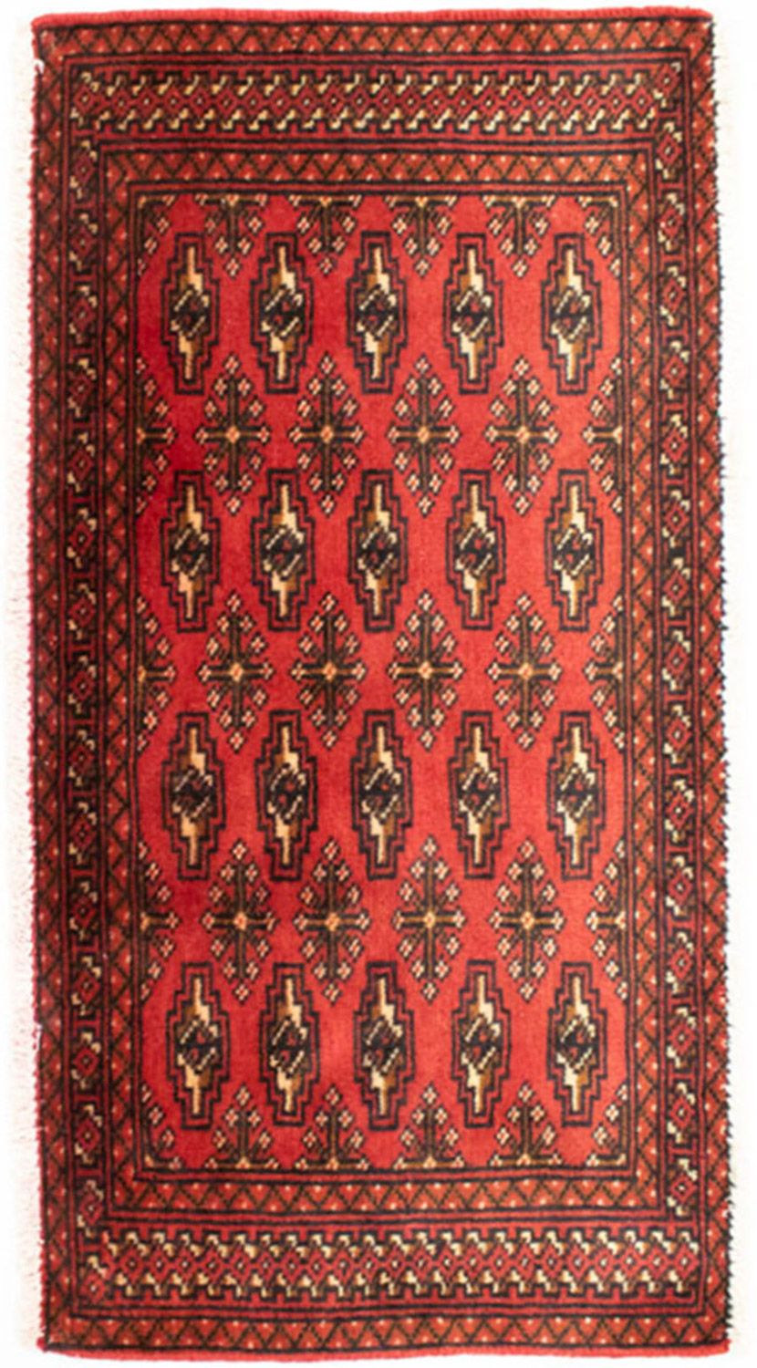 Loper Turkaman tapijt - 100 x 50 cm - rood