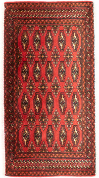 Loper Turkaman tapijt - 100 x 50 cm - rood