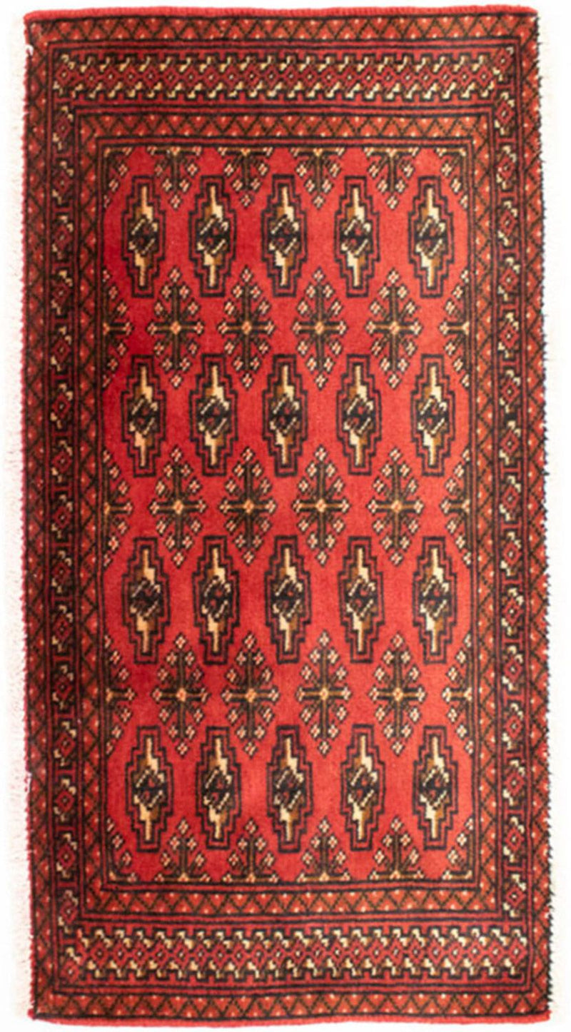 Loper Turkaman tapijt - 100 x 50 cm - rood