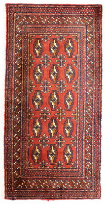 Loper Turkaman tapijt - 100 x 50 cm - rood